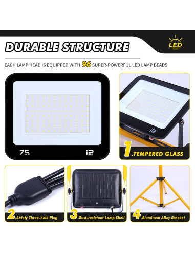 Luz de trabajo LED Aiptertet 22500 Lúmenes 3 cabezales