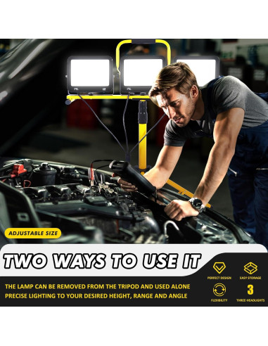 Luz de trabajo LED Aiptertet 22500 Lúmenes 3 cabezales