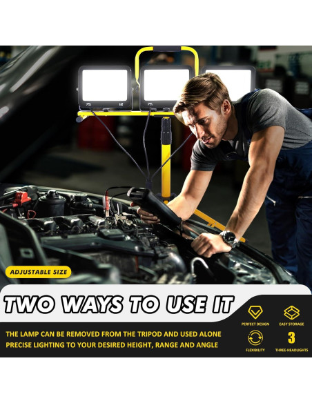 Luz de trabajo LED Aiptertet 22500 Lúmenes 3 cabezales