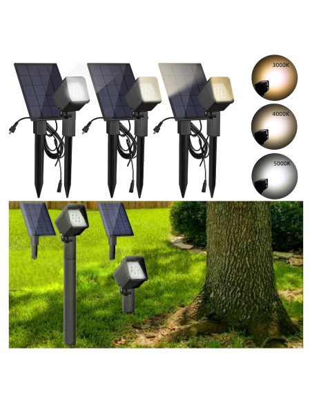 Foco Solar de Jardín Bobcat Lighting - 500 Lúmenes, 3 Colores