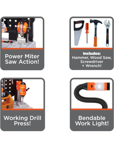 Banco de Trabajo Black+Decker Junior - 75 Herramientas Realistas
