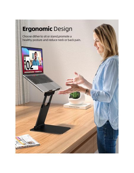 Soporte de Laptop Nulaxy Ajustable Ergonomico Plegable Negro