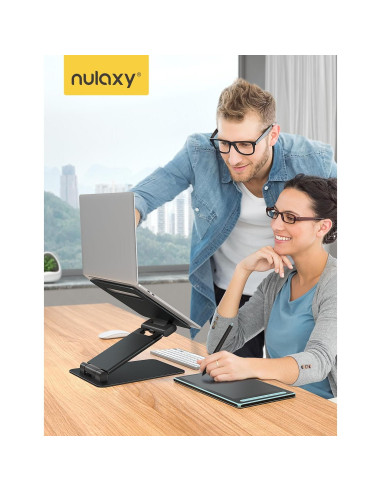 Soporte de Laptop Nulaxy Ajustable Ergonomico Plegable Negro