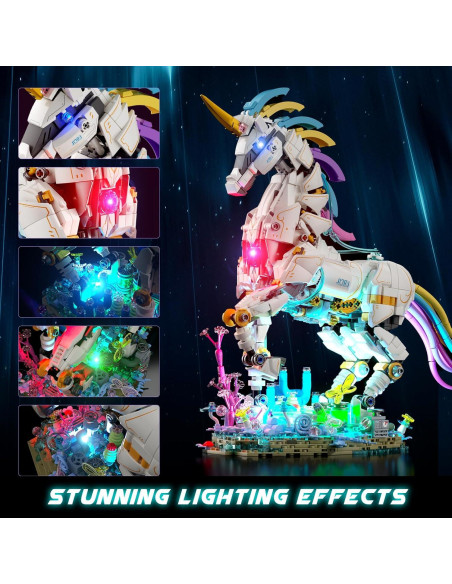 JMBricklayer Unicornio Arcoíris 1492 Piezas con Luz