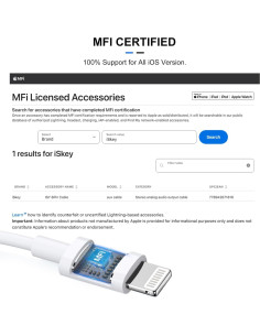 iSkey Cable Aux 3.5mm para iPhone MFi Compatible iOS 2