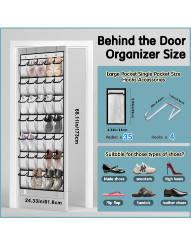 Organizador de Zapatos Colgante Kotkn 35 Compartimentos Blanco