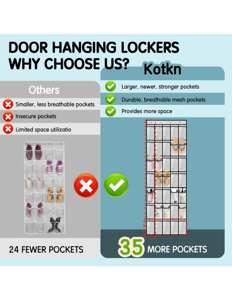Organizador de Zapatos Colgante Kotkn 35 Compartimentos Blanco