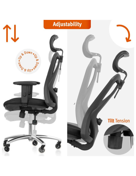 Silla de Oficina Ergonómica Duramont 6 - Ajustable con Soporte Lumbar