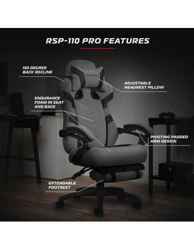 Silla de Juego RESPAWN 110 Pro Reclinable con Reposapiés