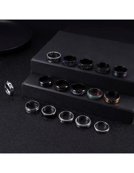 Conjunto de 16 Anillos Fidget Acero Inoxidable Besteel