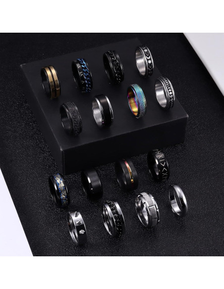 Conjunto de 16 Anillos Fidget Acero Inoxidable Besteel