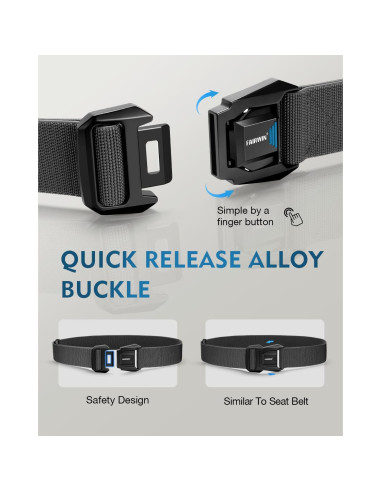 Cinturón FAIRWIN táctico de nylon elástico 115 cm gris