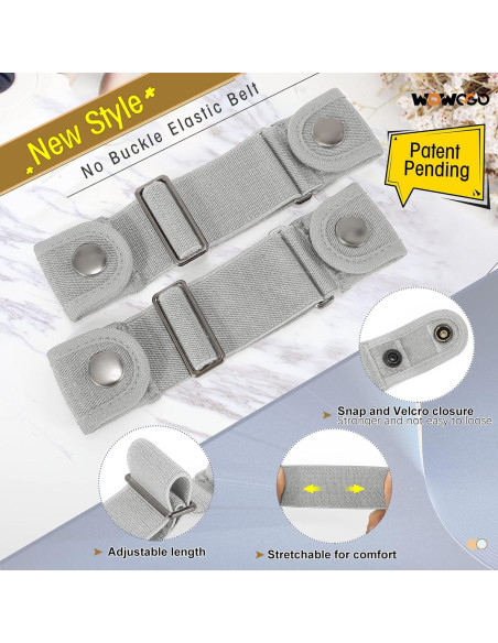 Cinturón Sin Hebilla WOWOGO Ajustable Elástico 2 Piezas