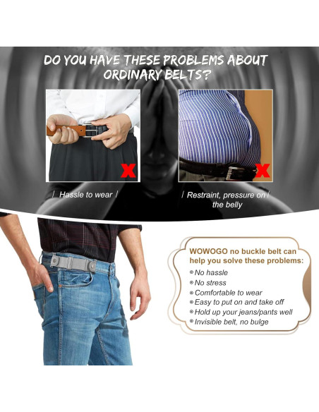 Cinturón Sin Hebilla WOWOGO Ajustable Elástico 2 Piezas