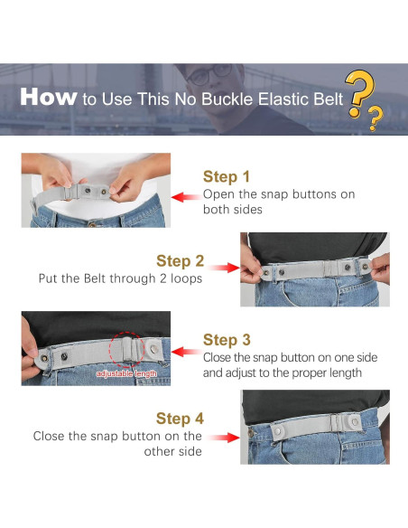 Cinturón Sin Hebilla WOWOGO Ajustable Elástico 2 Piezas