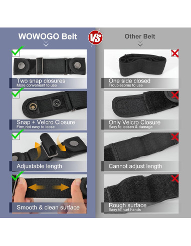 Cinturón Sin Hebilla WOWOGO Ajustable Elástico 2 Piezas