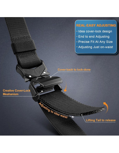 Cinturón Táctico Bulliant Elástico Nylon Militar 3,81 cm