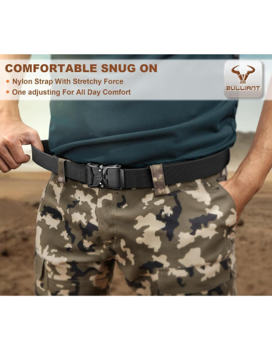 Cinturón Táctico Bulliant Elástico Nylon Militar 3,81 cm