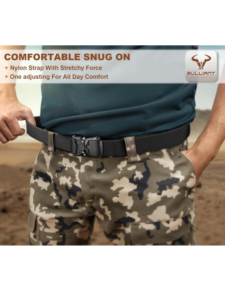 Cinturón Táctico Bulliant Elástico Nylon Militar 3,81 cm