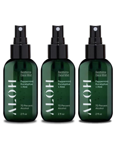 Desinfectante de Manos ALOH 3-pack 70% Alcohol Menta Eucalipto