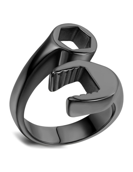 Anillo de Llave Mecánico Hombre Acero Inoxidable Negro 24mm
