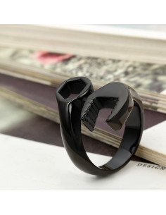 Anillo de Llave Mecánico Hombre Acero Inoxidable Negro 24mm 2