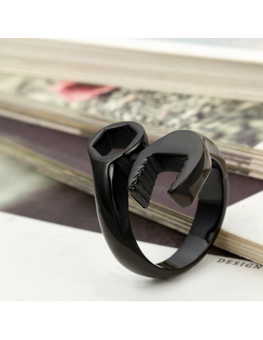 Anillo de Llave Mecánico Hombre Acero Inoxidable Negro 24mm