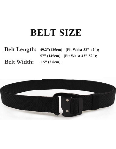 Cinturón Táctico WYuZe Elástico Militar Ajustable 28-56 cm