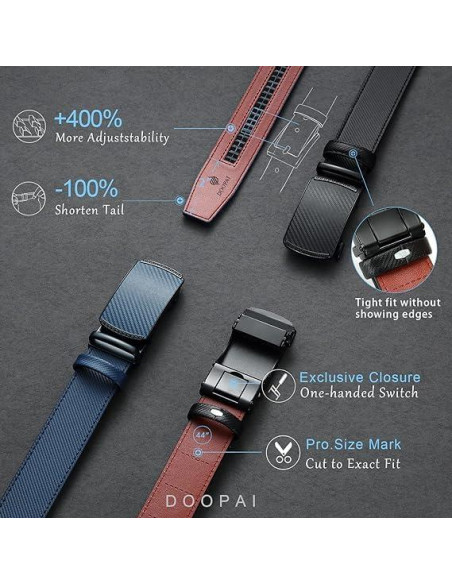 Cinturón DOOPAI de cuero genuino ajustable 3,49 cm