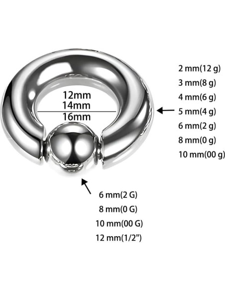 Arete Septum Acero Inoxidable Plata 14mm 2mm Unisex