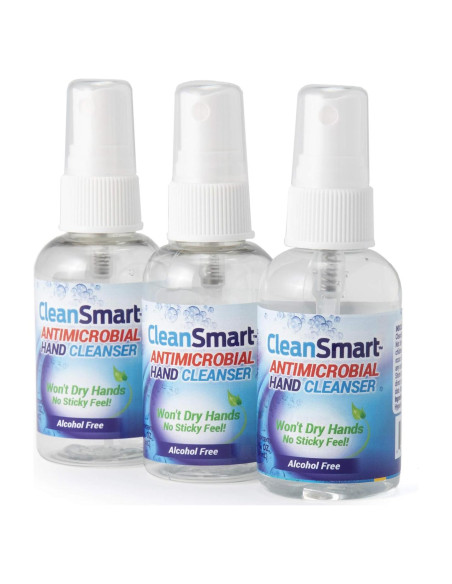 CleanSmart Limpiador Antimicrobiano Sin Alcohol - 3 Botellas de 60ml