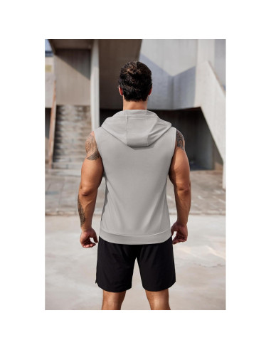 Camiseta Sin Mangas con Capucha COOFANDY Hombre 2 Pzs Gris