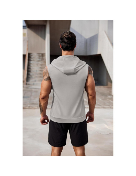Camiseta Sin Mangas con Capucha COOFANDY Hombre 2 Pzs Gris