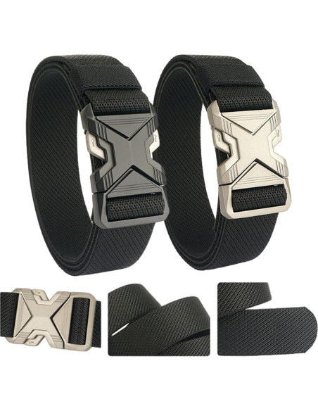 Cinturón Elástico Hombre 3.81 cm Hebilla Rápida Negro