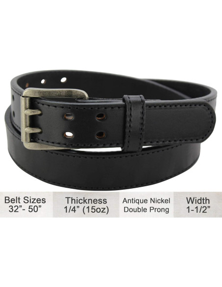 Cinturón Bullhide de Cuero Doble Hebilla 3.81 cm Negro