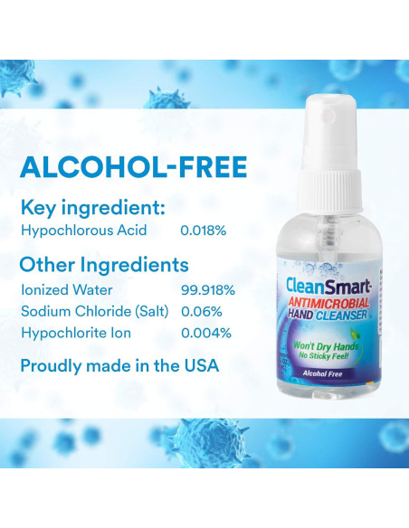 CleanSmart Limpiador Antimicrobiano Sin Alcohol - 3 Botellas de 60ml