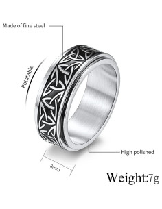 Anillo de Acero Inoxidable Antiestrés SINLEO con Nudo Celta 2