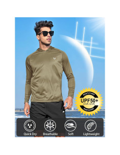 Sudadera con Capucha NORTHYARD UPF 50+ Larga Verde Caqui 2