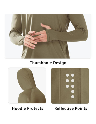 Sudadera con Capucha NORTHYARD UPF 50+ Larga Verde Caqui