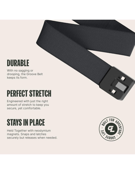 Cinturón Groove Life para hombres, nylon elástico, hebilla magnética