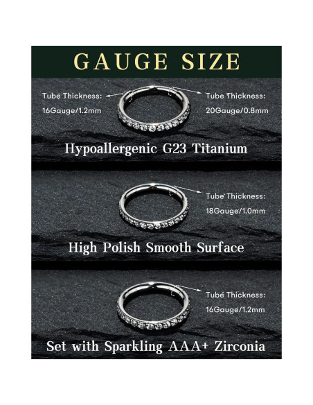 Aro de nariz hipoalergénico HANCAO 16G 6mm Titanio G23