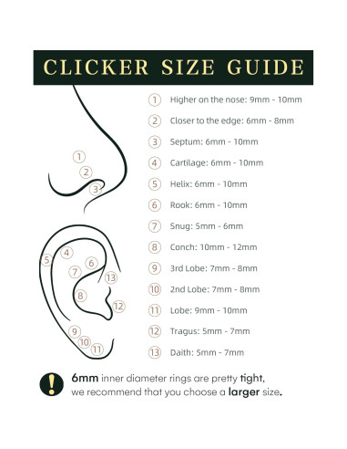 Aro de nariz hipoalergénico HANCAO 16G 6mm Titanio G23