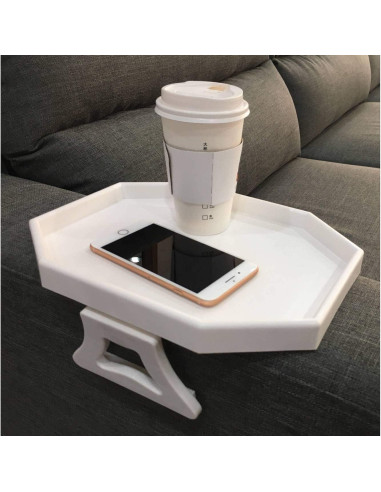 Mesa de Clip para Sofá Xchouxer, Bandeja Reposabrazos Blanca