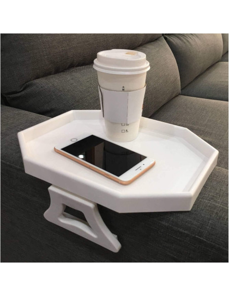 Mesa de Clip para Sofá Xchouxer, Bandeja Reposabrazos Blanca