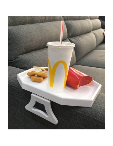 Mesa de Clip para Sofá Xchouxer, Bandeja Reposabrazos Blanca