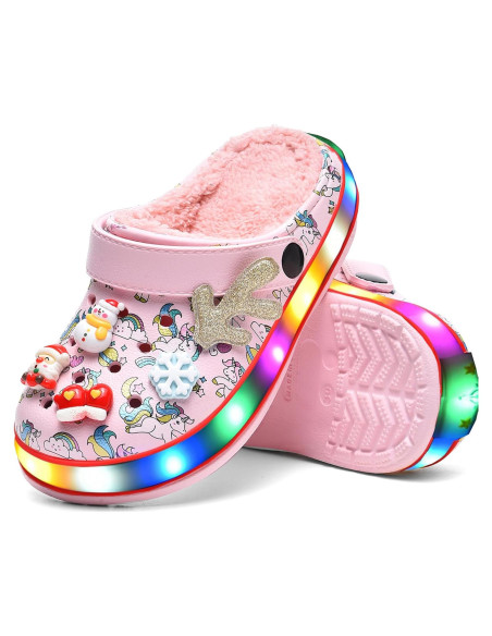 Zuecos LED Niños STAHOVY Talla 7 Rosa Antideslizantes