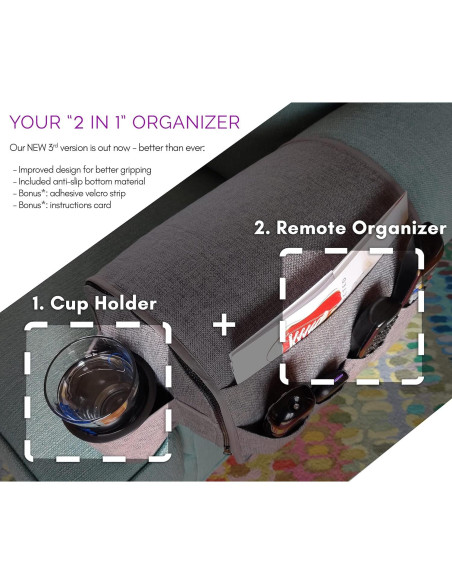 Organizador de Control Remoto CupComfort 8 cm Gris