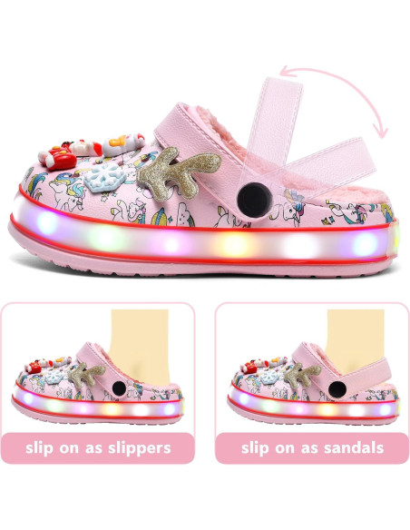 Zuecos LED Niños STAHOVY Talla 7 Rosa Antideslizantes