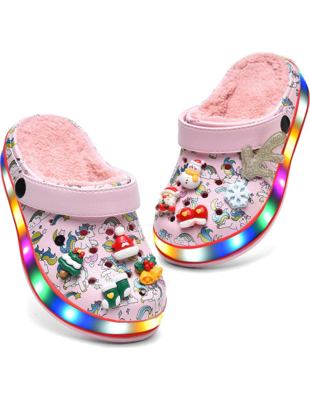 Zuecos LED Niños STAHOVY Talla 7 Rosa Antideslizantes