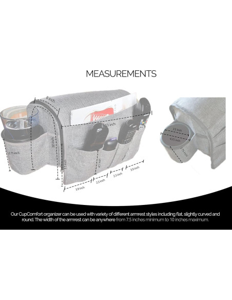 Organizador de Control Remoto CupComfort 8 cm Gris
